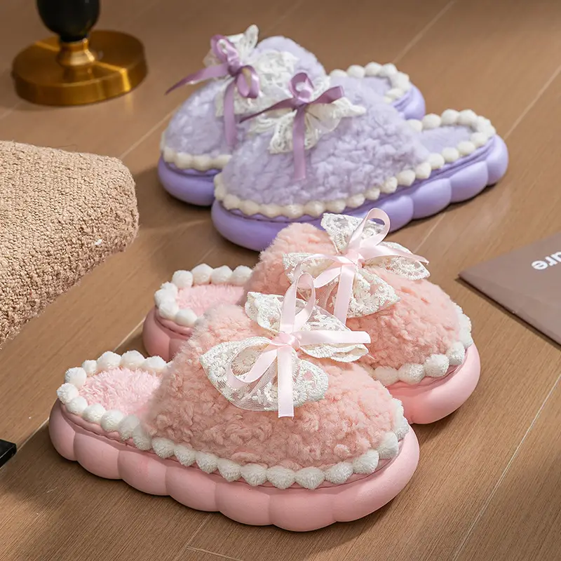 Cute Pink & Green Baby Slippers with Bow