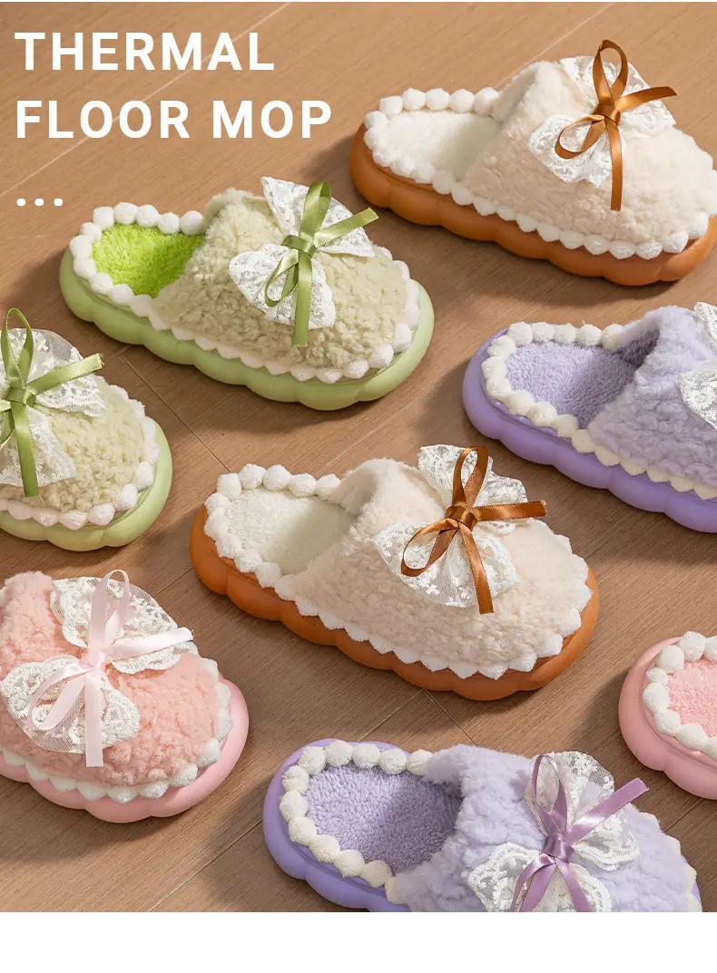 Cute Pink & Green Baby Slippers with Bow — feature 13