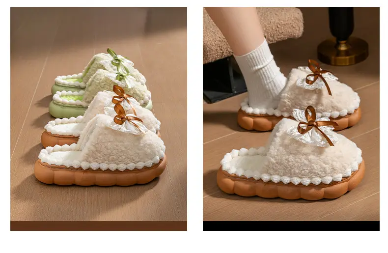 Cute Pink & Green Baby Slippers with Bow — feature 22