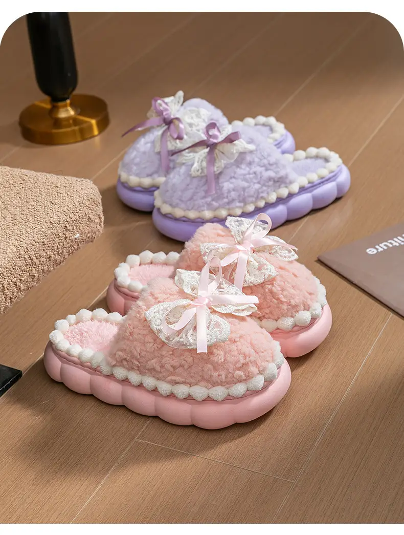 Cute Pink & Green Baby Slippers with Bow — feature 23