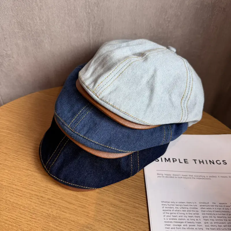 Women Korean Style Wash Denim Cap Forward Large Circumference - Image 4