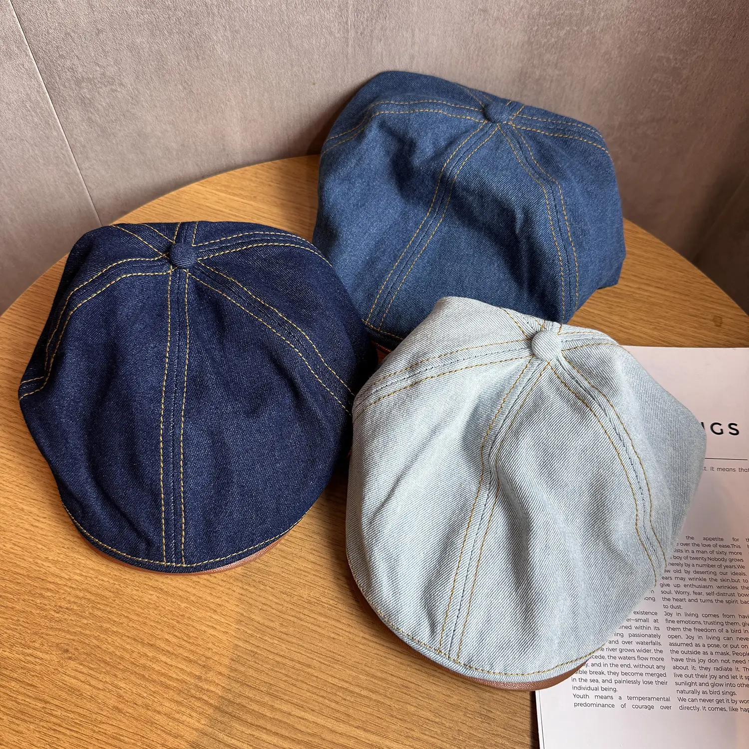Women Korean Style Wash Denim Cap Forward Large Circumference — feature 3