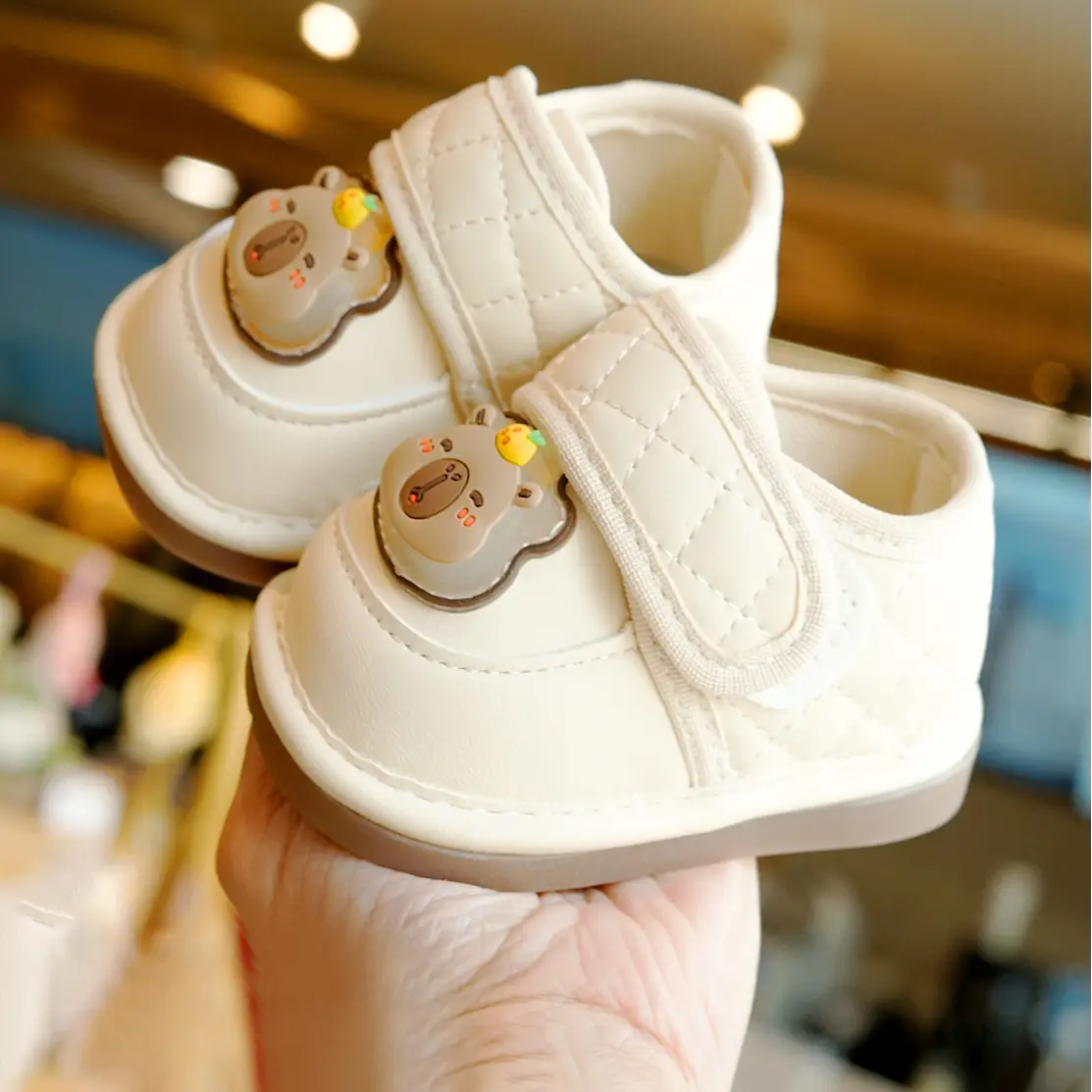 Beginner Baby Shoes White Soft Sole 1-2Yrs