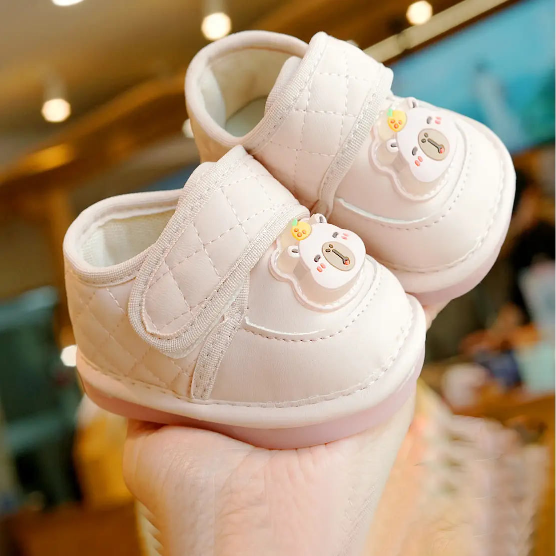 Beginner Baby Shoes White Soft Sole 1-2Yrs
