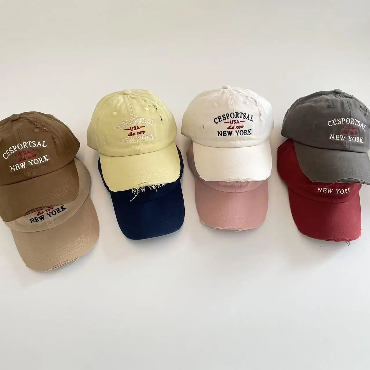 Kids Embroidered Letter Baseball Cap Brown New York - Image 5