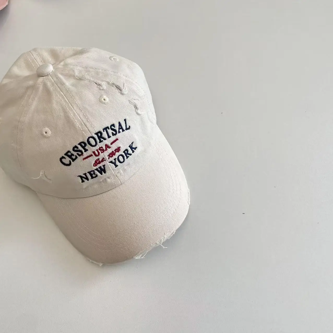 Kids Embroidered Letter Baseball Cap Brown New York - Image 8