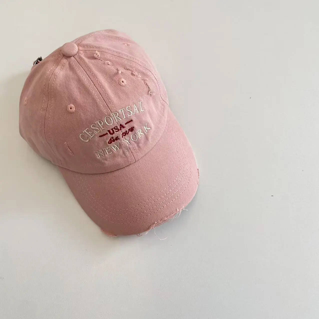 Kids Embroidered Letter Baseball Cap Brown New York - Image 3