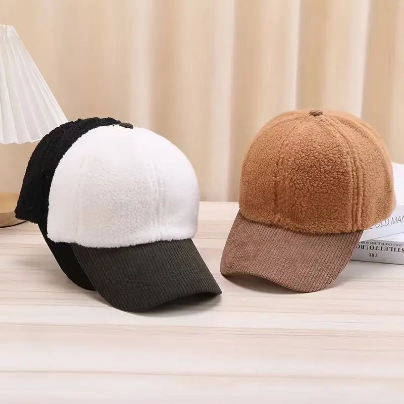 Women Cotton Duckbill Cap White Black Travel Sun Protection