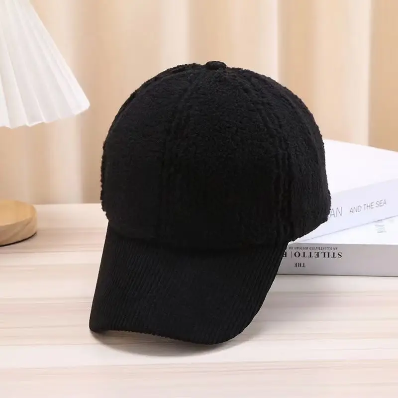 Women Cotton Duckbill Cap White Black Travel Sun Protection