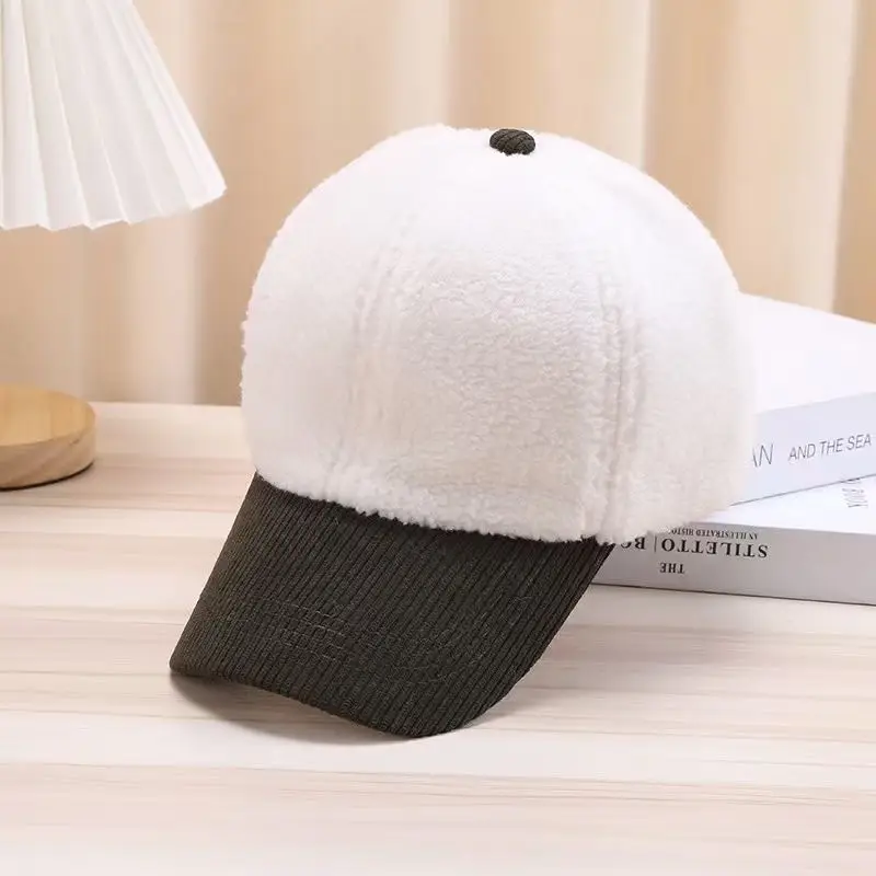 Women Cotton Duckbill Cap White Black Travel Sun Protection