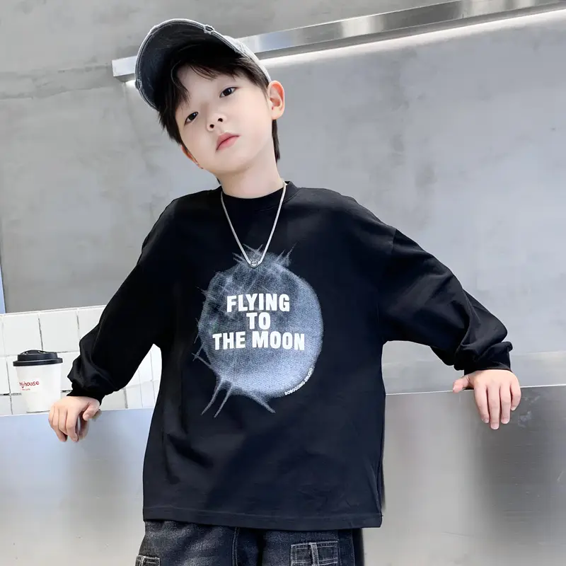 Boys White Long Sleeve T-Shirt Loose Fit 2026