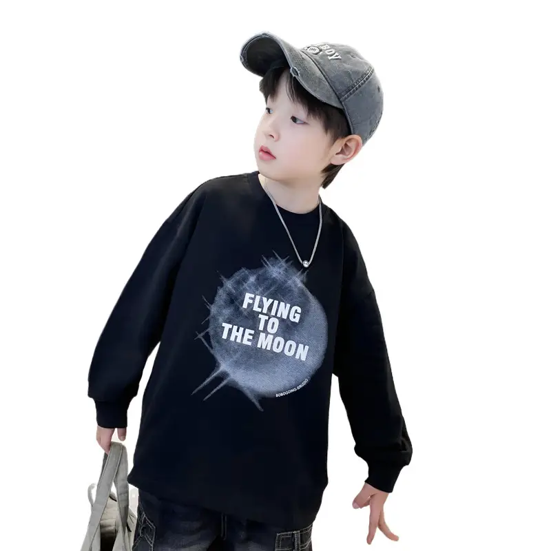 Boys White Long Sleeve T-Shirt Loose Fit 2026
