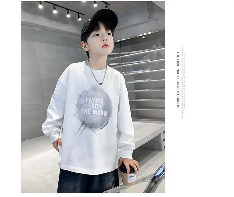 Boys White Long Sleeve T-Shirt Loose Fit 2026 — feature 12