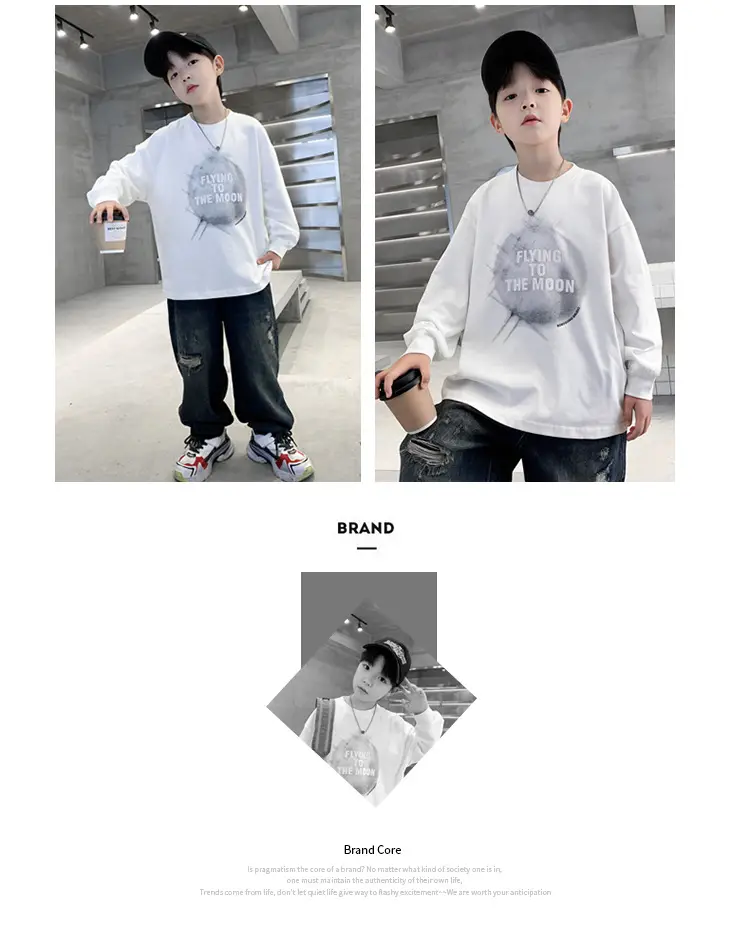 Boys White Long Sleeve T-Shirt Loose Fit 2026 — feature 14