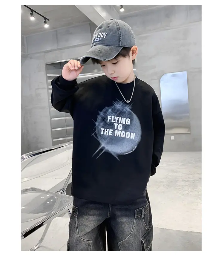 Boys White Long Sleeve T-Shirt Loose Fit 2026 — feature 19