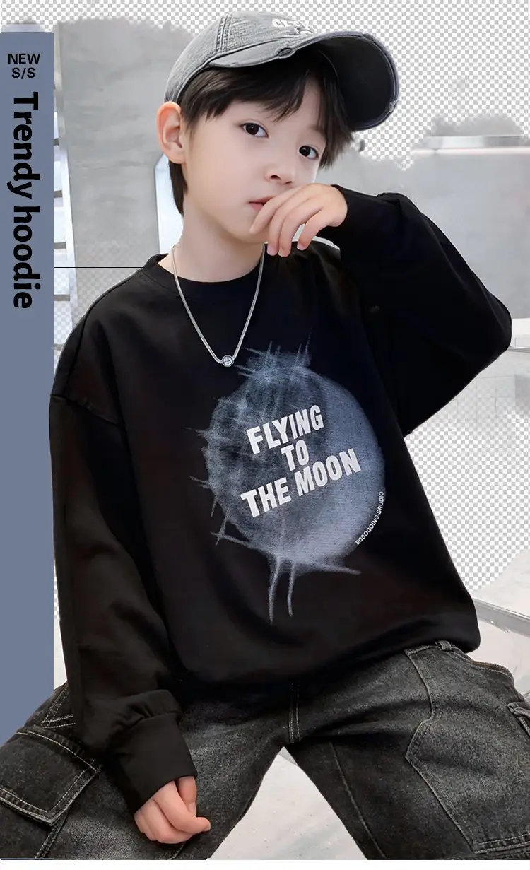 Boys White Long Sleeve T-Shirt Loose Fit 2026 — feature 2