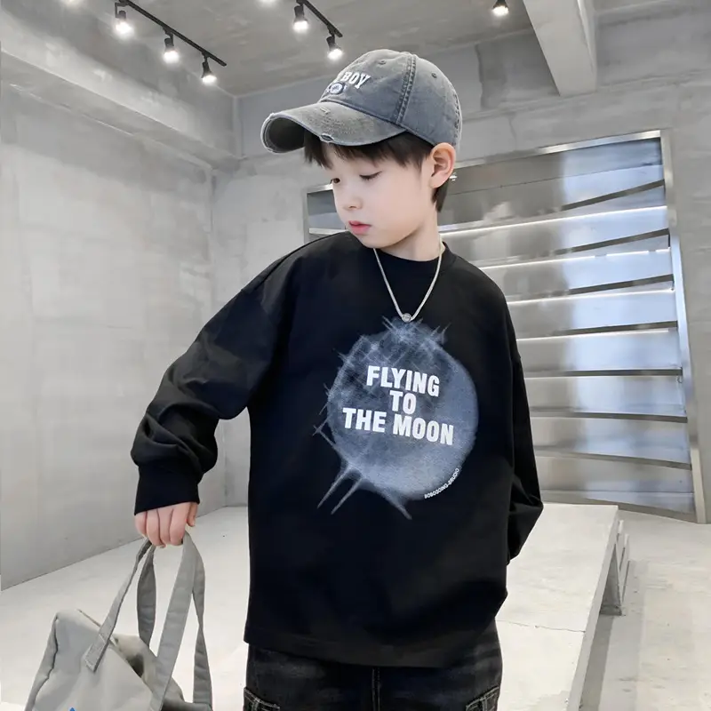 Boys White Long Sleeve T-Shirt Loose Fit 2026