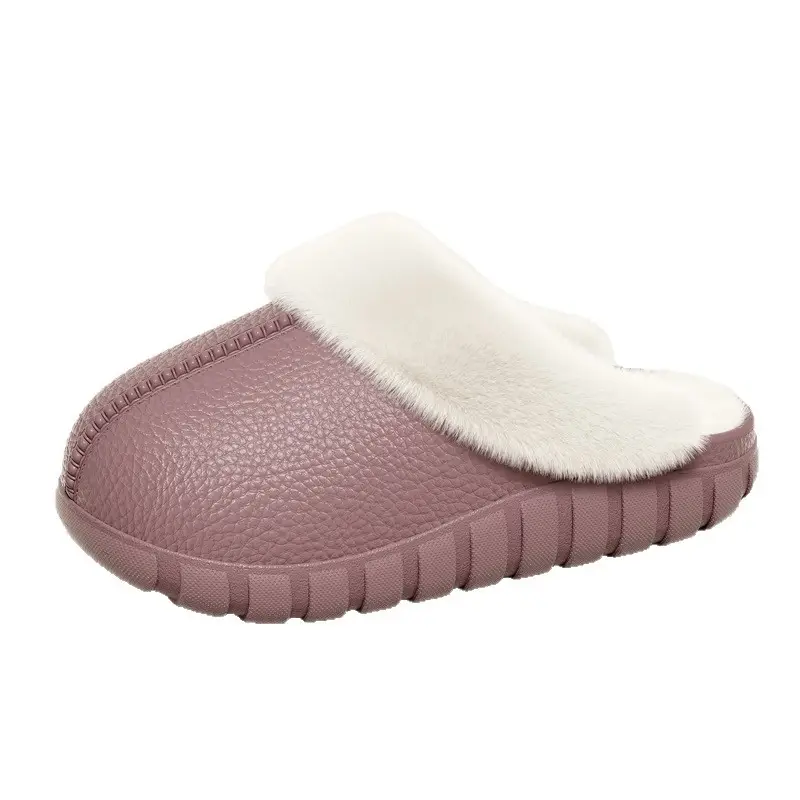 Cotton Slippers for Women, Couple's Home Indoor Plush Half-Wrap Waterproof Warm Maternity Shoes, Non-Slip Cotton Slippers for Men - Image 12