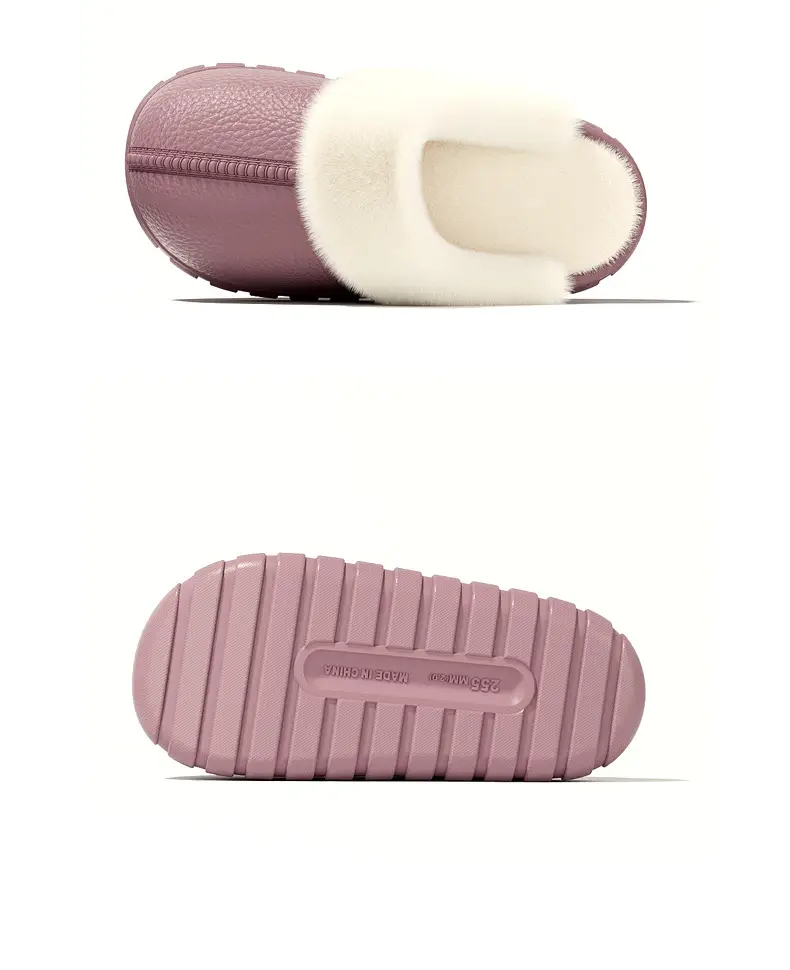 Cotton Slippers for Women, Couple's Home Indoor Plush Half-Wrap Waterproof Warm Maternity Shoes, Non-Slip Cotton Slippers for Men — feature 11