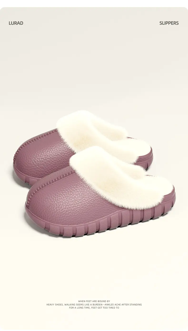 Cotton Slippers for Women, Couple's Home Indoor Plush Half-Wrap Waterproof Warm Maternity Shoes, Non-Slip Cotton Slippers for Men — feature 9