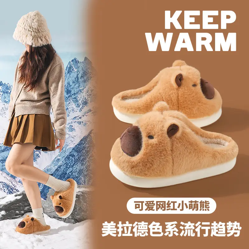 Women Fur Slippers Winter Warm Thick Toe Cap Cotton - Image 4