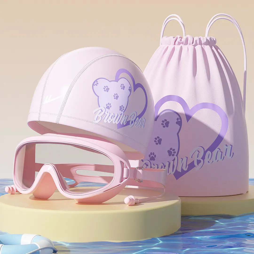 Pull Back Kidsren's Swimming Goggles and Swimming Caps for Boys Large Frame Waterproof and Anti-Fog High-Definition Swimming Goggles for Girls Professional Three-Piece Suit