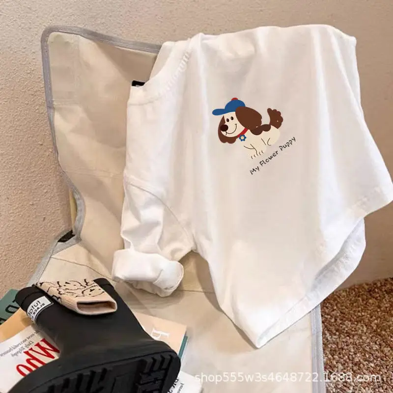 Children's Pure Cotton Long Sleeve T-Shirt White Spring Fall - Image 4