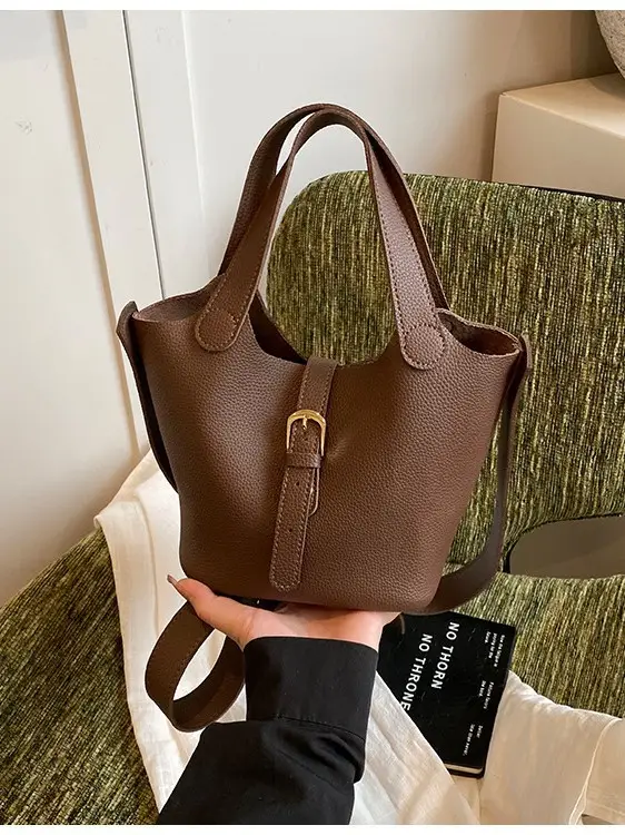 Brown Crossbody Shoulder Bag Large Capacity Leather - Image 9