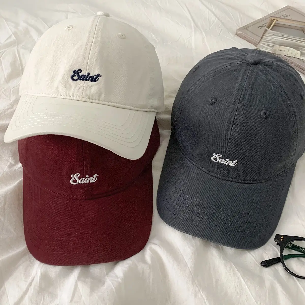 Women Cotton Letter Embroidery Baseball Cap Autumn Pink - Image 10