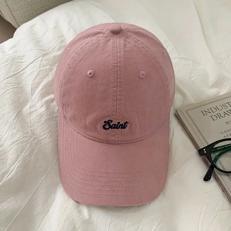 Women Cotton Letter Embroidery Baseball Cap Autumn Pink — feature 11