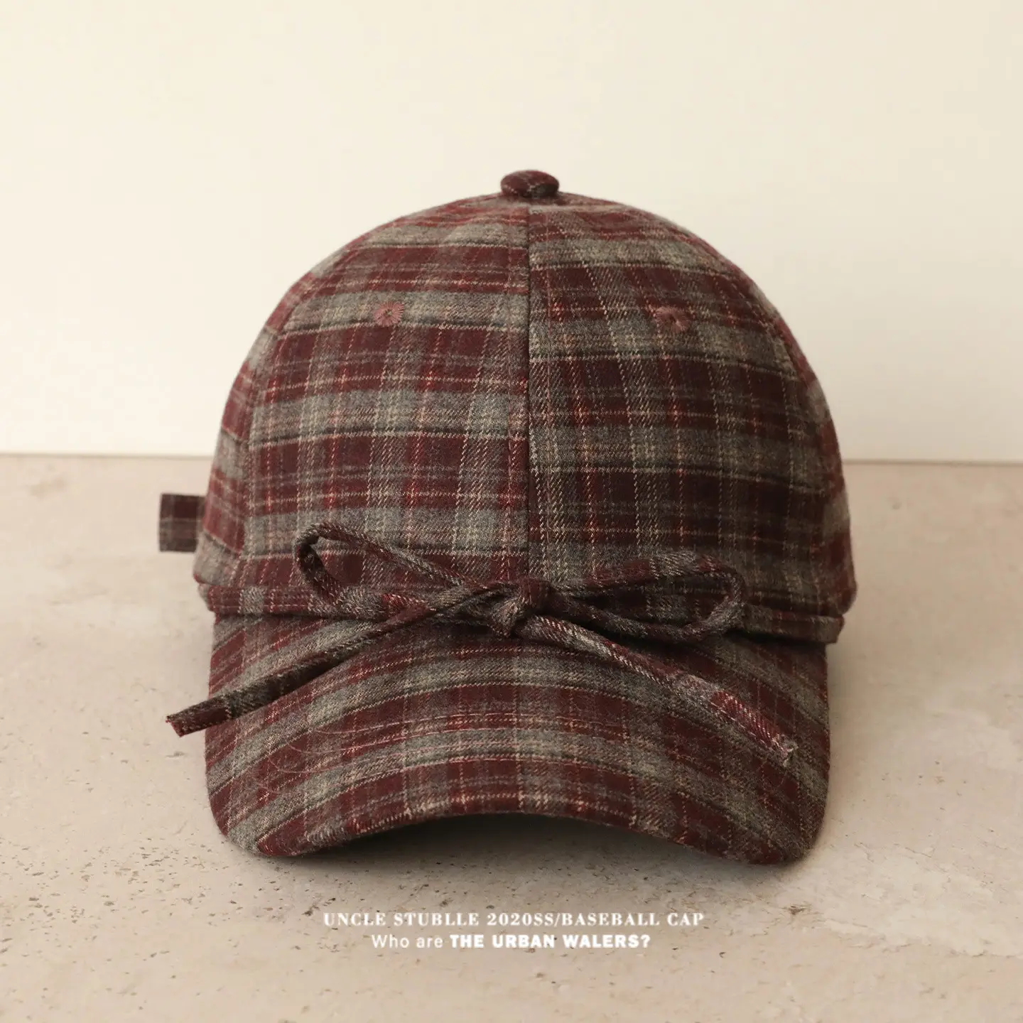 Women Wool Plaid Baseball Cap Winter Warm Retro Bow — feature 4