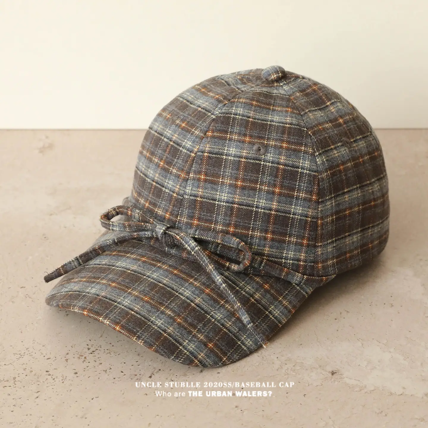 Women Wool Plaid Baseball Cap Winter Warm Retro Bow - Image 4
