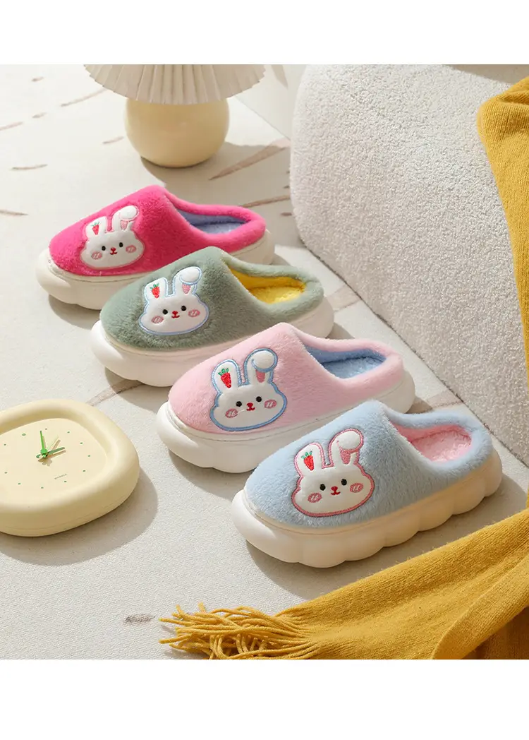 Autumn and Winter Home Plush Cotton Slippers for Women, Cute Rabbit Thick-Soled Cotton Slippers, Winter Fleece-Lined Warm Confinement Non-Slip Shoes — feature 15