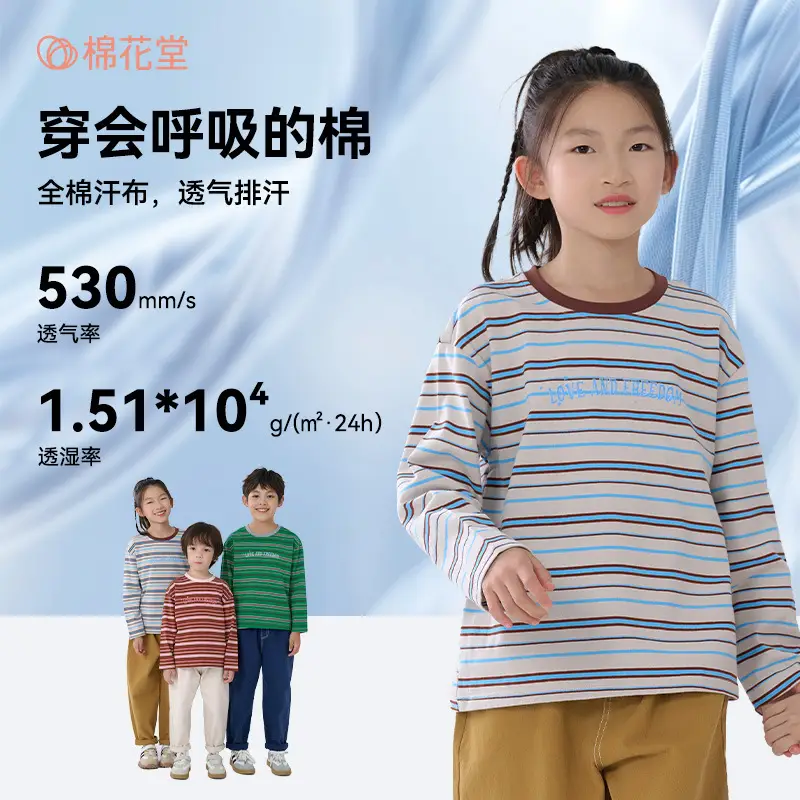 100% Cotton Long Sleeve Striped Boys T-Shirt - Image 5