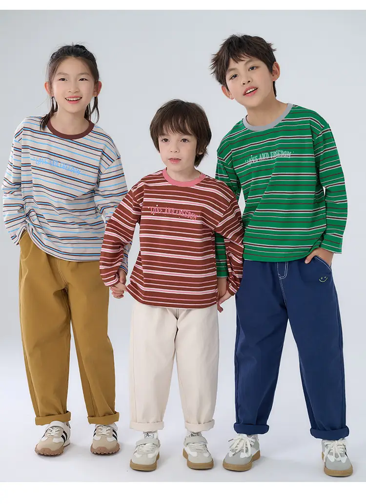 100% Cotton Long Sleeve Striped Boys T-Shirt — feature 18