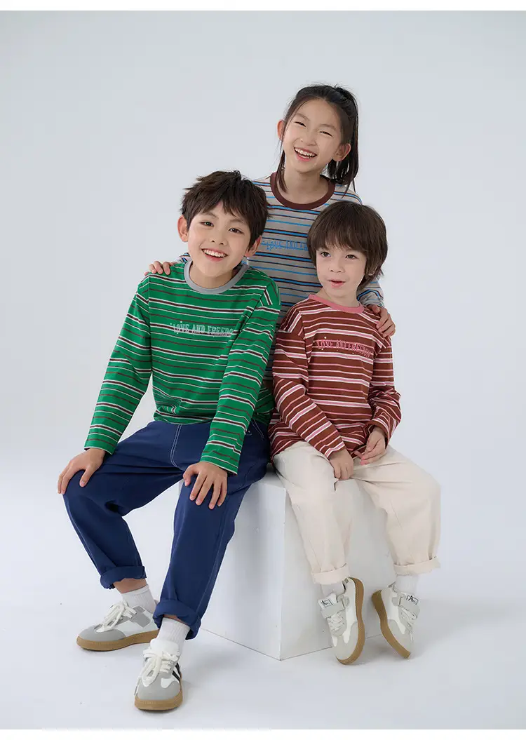 100% Cotton Long Sleeve Striped Boys T-Shirt — feature 19