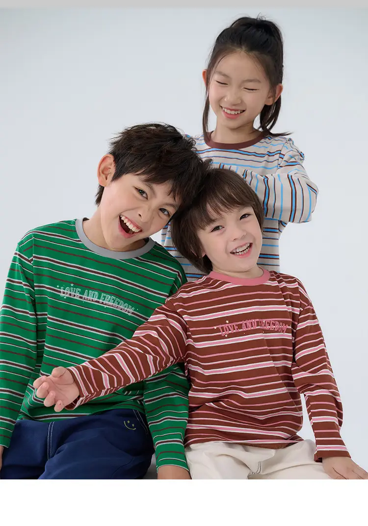 100% Cotton Long Sleeve Striped Boys T-Shirt — feature 22