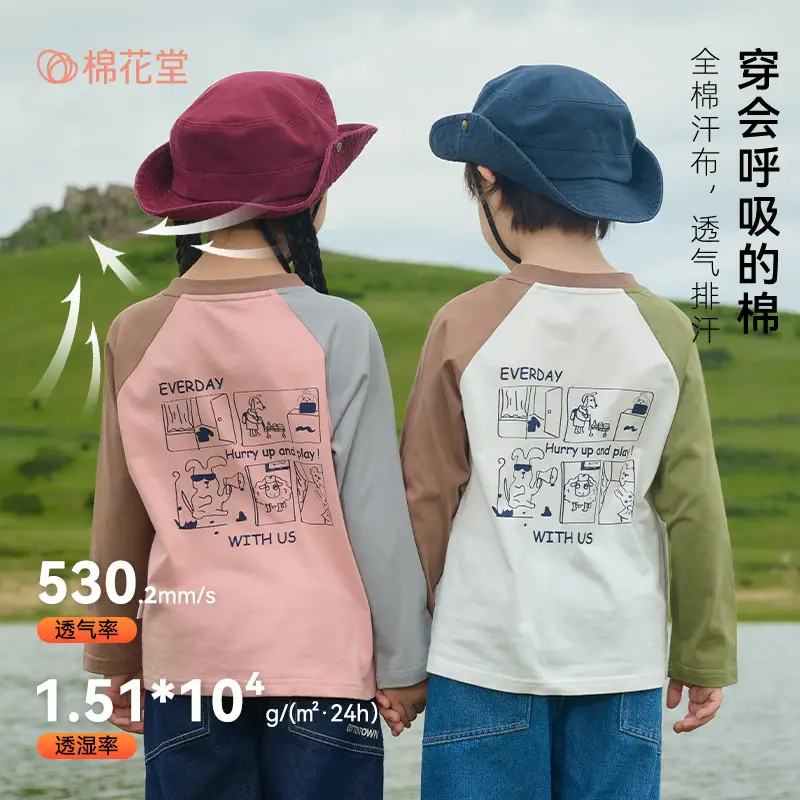 Kids Cotton Long Sleeve T-Shirt Set with Graphic Print - Image 4
