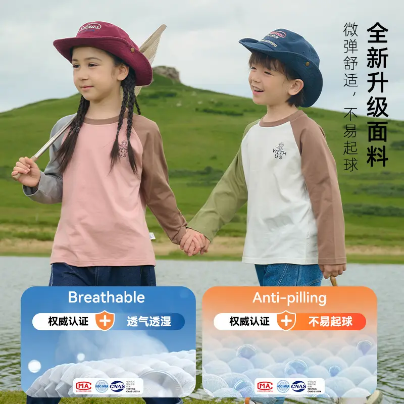 Kids Cotton Long Sleeve T-Shirt Set with Graphic Print - Image 6