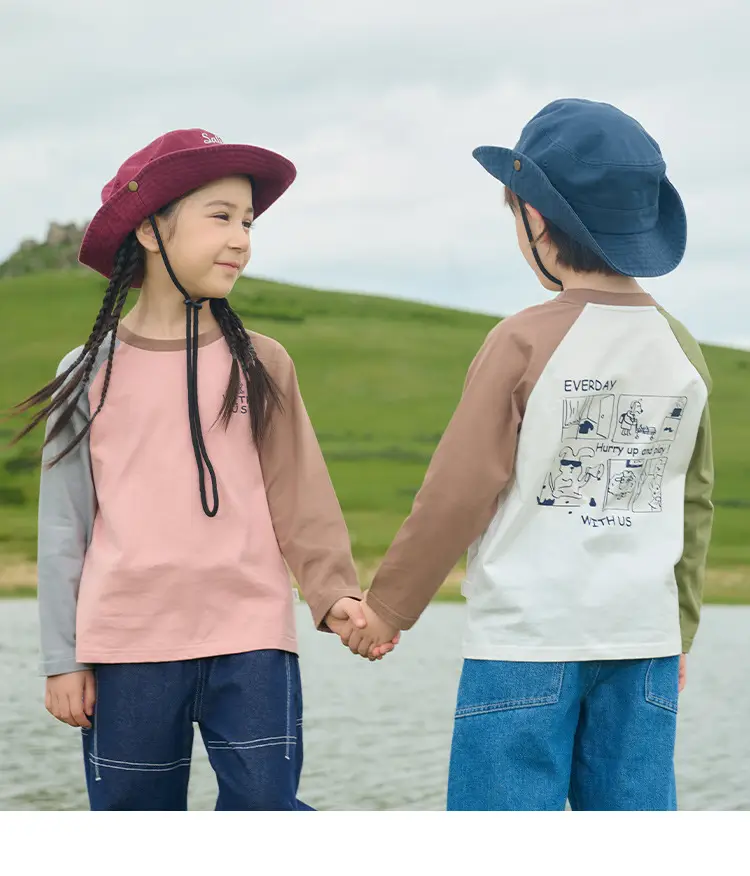 Kids Cotton Long Sleeve T-Shirt Set with Graphic Print — feature 17