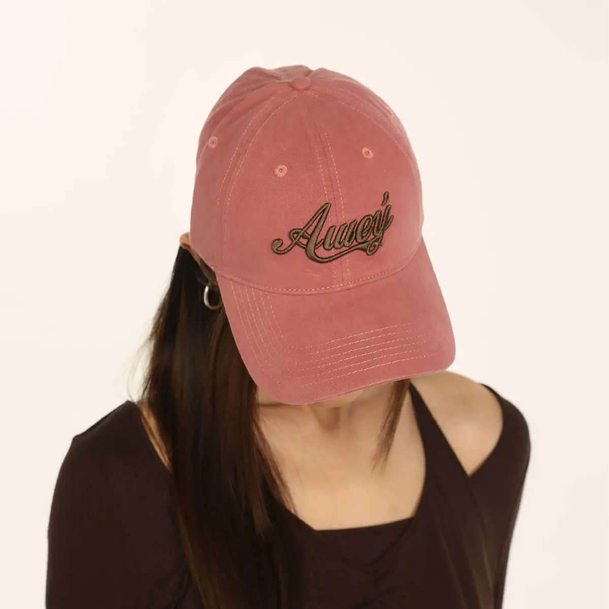 Women American Street Letter Embroidered Pink Baseball Cap - Image 11