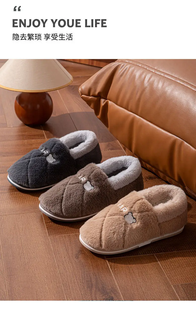 New Cotton Slippers for Men Women Winter Warm Indoor Non-Slip — feature 3