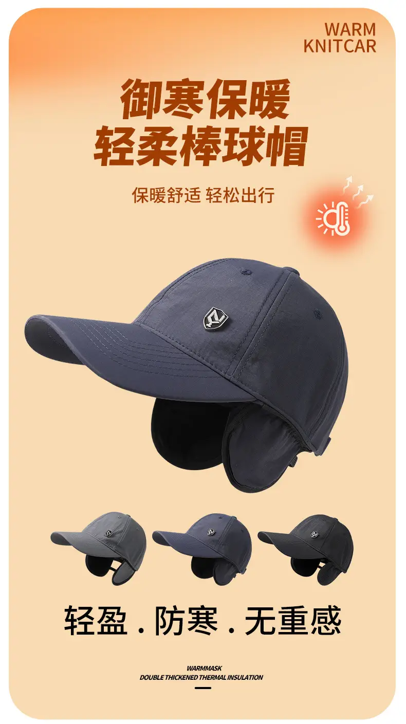 Men Warm Velvet Baseball Cap with Ear Protection — feature 1