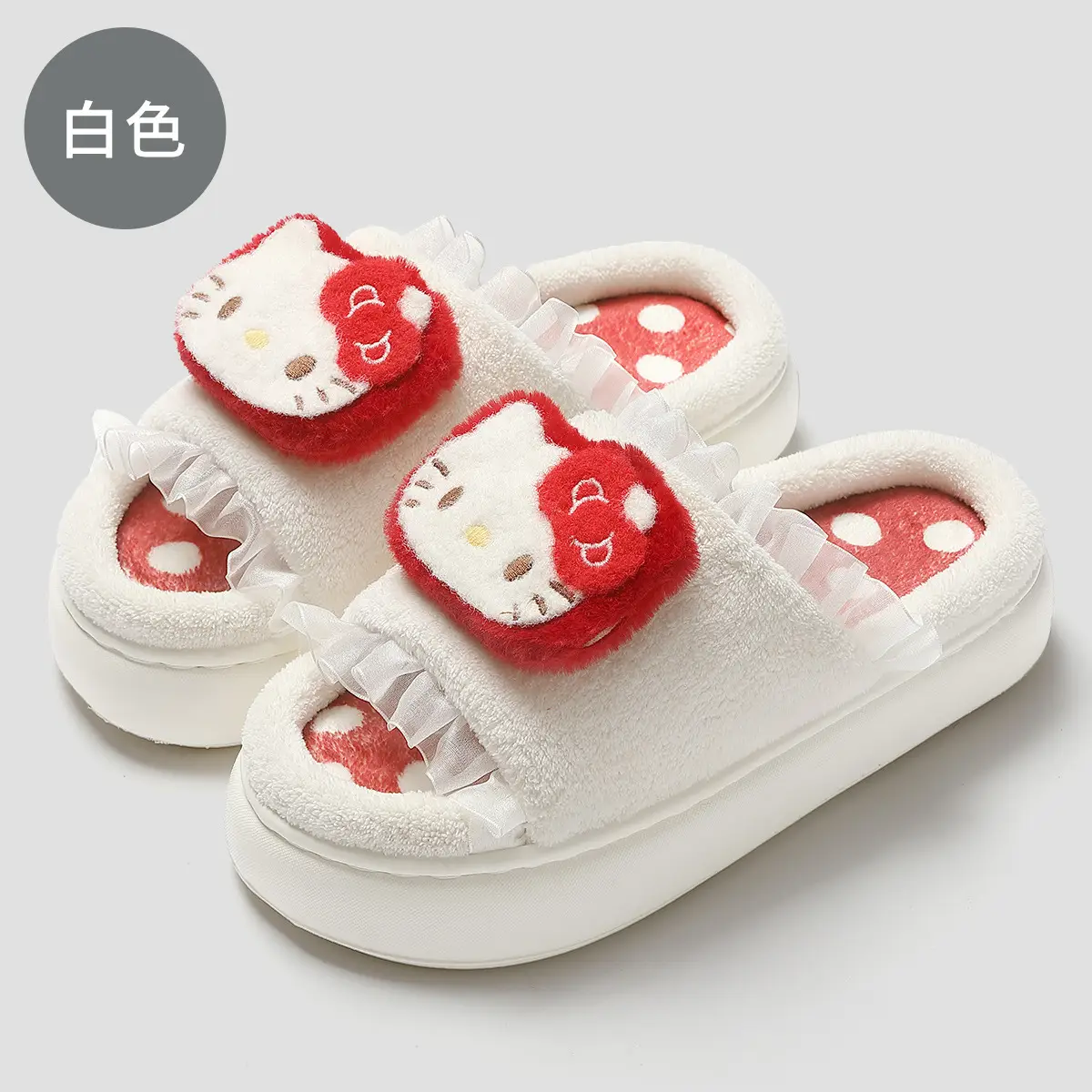 Hello Kitty Cartoon Slippers Women Pink Warm Cotton - Image 2