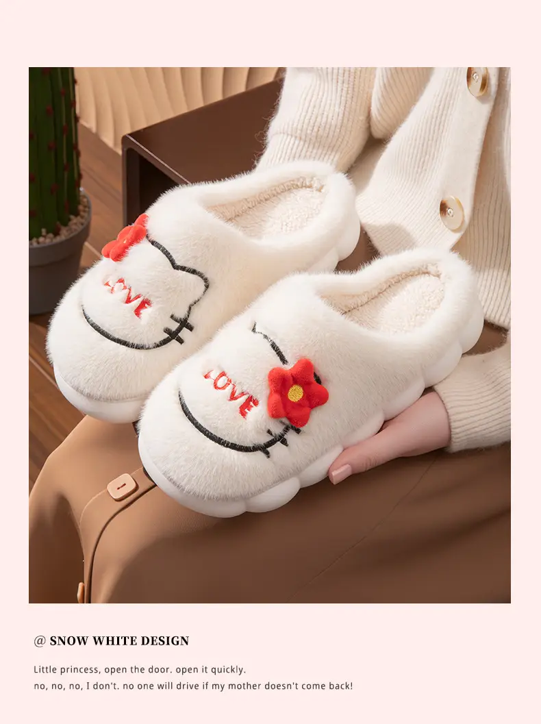 Winter Plush Warm Cotton Slippers for Women, Thick-Soled Home Non-Slip Cute Student Girl Heart Non-Slip Cotton Shoes for Outer Wear — feature 12