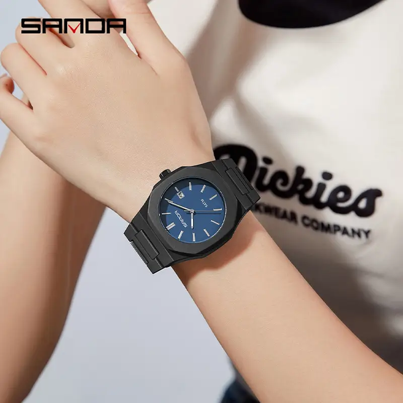 Sanda Popular Quartz Watch Classic Black and White Fashion Men's Watch Simple Single Calendar Nail 50m Waterproof Student Watch for Women - Image 17