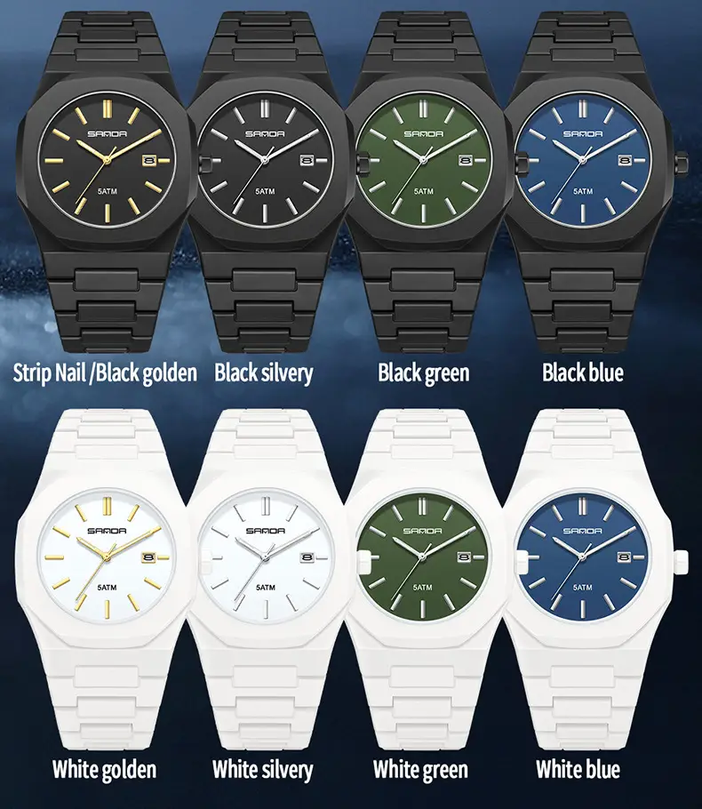 Sanda Popular Quartz Watch Classic Black and White Fashion Men's Watch Simple Single Calendar Nail 50m Waterproof Student Watch for Women — feature 40