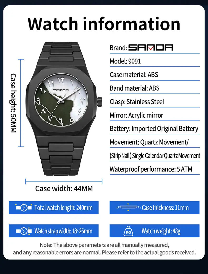 Sanda Popular Quartz Watch Classic Black and White Fashion Men's Watch Simple Single Calendar Nail 50m Waterproof Student Watch for Women — feature 41