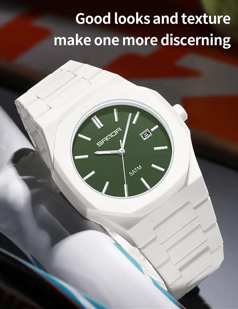 Sanda Popular Quartz Watch Classic Black and White Fashion Men's Watch Simple Single Calendar Nail 50m Waterproof Student Watch for Women — feature 42