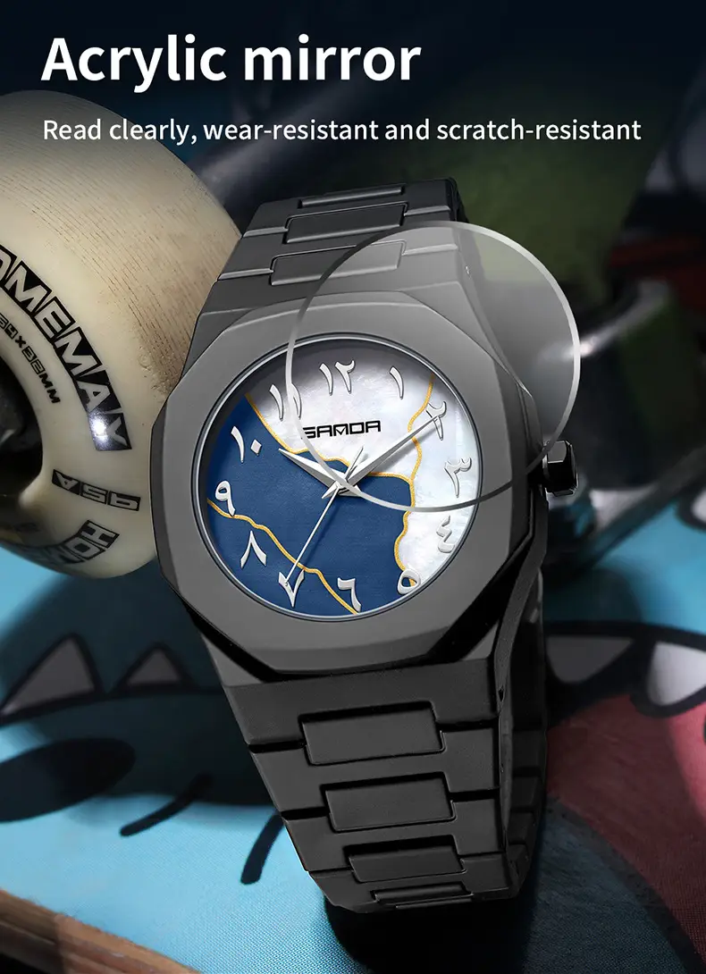 Sanda Popular Quartz Watch Classic Black and White Fashion Men's Watch Simple Single Calendar Nail 50m Waterproof Student Watch for Women — feature 45